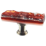 Glass Storm Studios - Copper Handmade Glass, Oblong Knob - Textured and layered glittering copper-colored glass. All our products are handmade to order.  Important: Do not use an electric drill or electric screwdriver.
