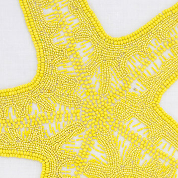 Yellow Throw Pillow Covers 16"x16" Cotton, Yellow Starfish
