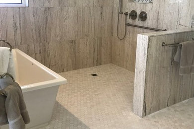 Inspiration for a mid-sized modern master marble floor and gray floor bathroom remodel in Jacksonville