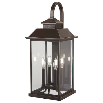 Miner's Loft 4-Light Outdoor Wall Mount, Oil Rubbed Bronze and Gold High