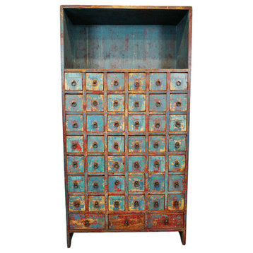 Consigned Antique Blue Apothecary Cabinet