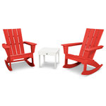 Polywood - Polywood Quattro 3-Piece Rocker Set, Sunset Red/White - With the relaxed comfort of an adirondack chair combined with the smooth rocking of a rocking chair, these Quattro Adirondack Rockers will create a relaxing spot on your porch, patio, or backyard space when paired with a POLYWOOD Modern Side Table. This set is constructed of durable POLYWOOD lumber available in a variety of attractive, fade-resistant colors and will never require painting, staining, or waterproofing.