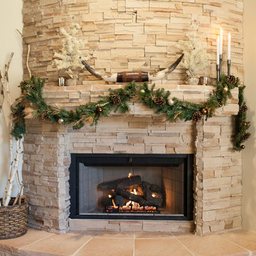 Vintage Rustic Holiday Fireplace