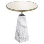 Acme Furniture - Galilahi Side Table, Mirrored, Faux Marble and Antique Gold - A mixture of contemporary and elegant, this Galilahi side table will bring a touch of chicness to your room. Crafted with wood, paper veneer and metal tube, this side table featured round top with metal trim and single pedestal base. With the top available in two different style: faux marble or mirrored, this piece will sure to accent the area beautifully.