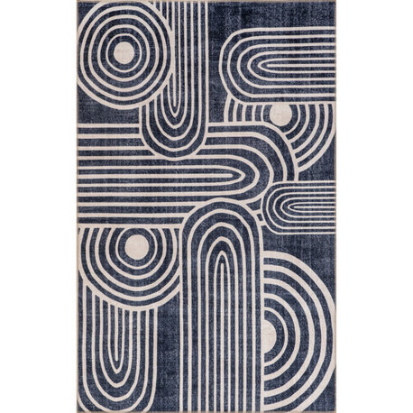 Nuloom Bernadette Reversible Washable Area Rug, Beige And Navy 7'6"x10'