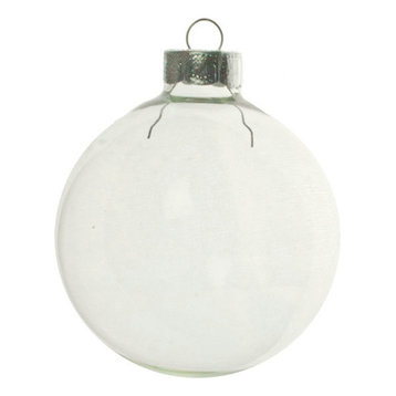 Clear Glass Baubles, Set of 8, 70 mm