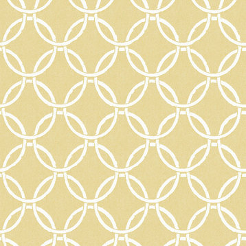 3122-11003 Quelala Ring Ogee Yellow White in Circle Chain Wallpaper