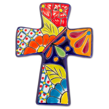 Novica Handmade Spanish Faith Ceramic Wall Cross