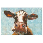 DDCG - Curious Cow 1 Canvas Wall Art, 32"x48", Unframed - This canvas print features painterly brush strokes and whimsical colors. The wall art is printed on professional grade tightly woven canvas with a durable construction, finished backing, and is built ready to hang. The result is a remarkable piece of wall art that will add elegance and style to any room.