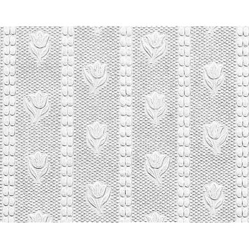 Wallpaper White Embossed Textured Vinyl Tulip 56 sq. ft. Renovators Supply