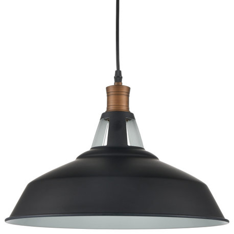 Florence Black Barn Pendant Light Loft Fixture, 15.35", 1-Pack