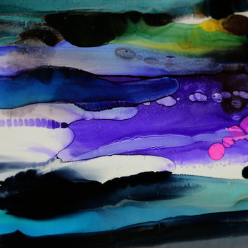 Twilight in Space - Colorful Modern Metal Wall Art, Unique Abstract Painting