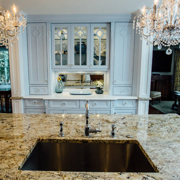 White Kitchen with Blue China Hutch