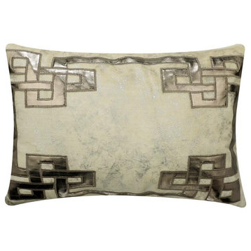 12"x26" Greek Applique Foil Ivory Velvet Pillow Cover�For Sofa - Greek Zeus