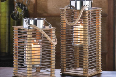 Arusha Rope and Bottle Design Tall Candle Lantern