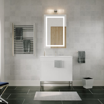 The Lancado Bathroom Vanity, White, 32", Single Sink, Freestanding