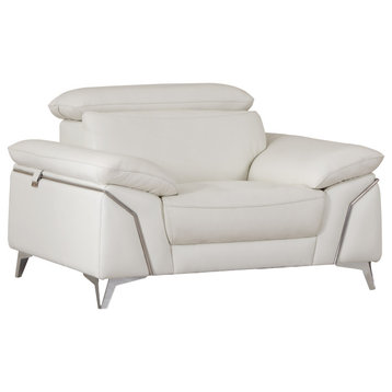 Lazio Contemporary Genuine Italian Leather Chair, White