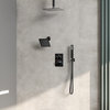 Dual Heads Shower System 12" Rain Shower Head with 3 Way Thermostatic Faucet, Matte Black