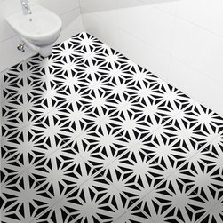Moroccan Mosaic & Tile House - 8"x8" Azemour Handmade Cement Tile, Black/White, Set of 12 - Wall And Floor Tile