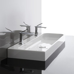 Unit 120 Wall Mounted / Vessel Double Bathroom Sink in 47.2" - Bathroom Sinks