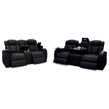 Seatcraft Cavalry Home Theater Seating, Black, Sofa and Loveseat