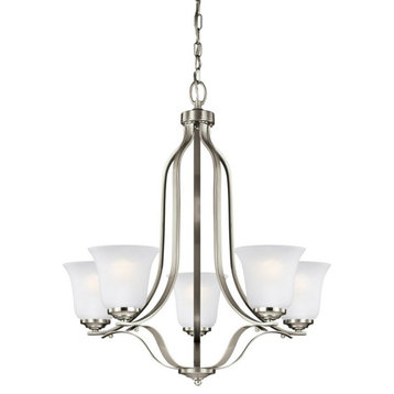 Traditional Five Light Chandelier-Brushed Nickel Finish-LED Lamping Type