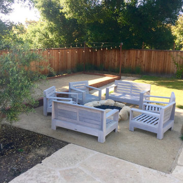 Fire pit seating area overlooking bocce court