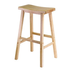 Winsome - Solid Wood Saddle Bar Stool w Contoured Seat & Beech Finish - Bar Stools and Counter Stools