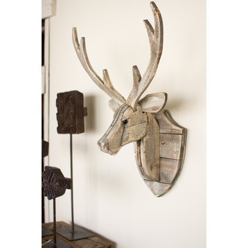 GwG Outlet Recycled Wooden Deer Head Wall Hanging
