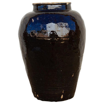 Tall Glazed Brown Martaban Jar