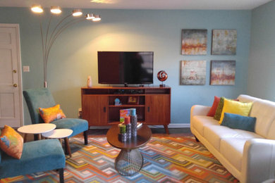 Living room - mid-century modern living room idea in Other