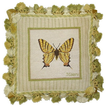 Garden Swallowtail Butterfly Needlepoint Pillow