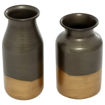 Contemporary Gold Metal Vase Set 43311