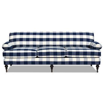 Alana Lawson Three-Cushion Tight Back Sofa, Blue Lattice Woven
