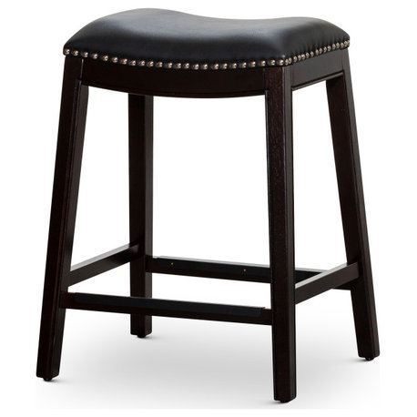 DTY Indoor Living Durango Bonded Leather Saddle Stool, Espresso Finish, 24"