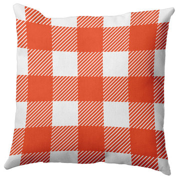 Buffalo Plaid Indoor/Outdoor Throw Pillow, Harvest Orange, 18"x18"