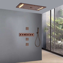 Led Mist Rainfall Shower System, Hand Shower and Jetted Body Sprays, Oil Rubbed - Showerheads And Body Sprays