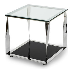 AICO Furniture - Discoveries Accent Square Glass Table in Stainless Steel - ACF- - Dining Tables