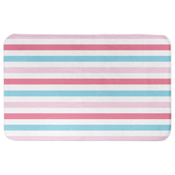 Pink & Blue Stripes Pattern 34x21 Bath Mat