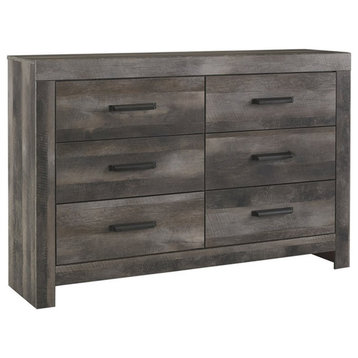 Bowery Hill 6 Drawer Double Dresser in Gray