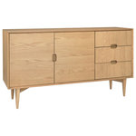 Bentley Designs - Oslo Oak Furniture Wide Sideboard - Oslo Oak Wide Sideboard takes inspiration from sophisticated mid-century styling through hints of both retro and Scandinavian design resulting in soft flowing curves throughout. Oslo is a fashionable range that features an eclectic blend of shapes and forms.