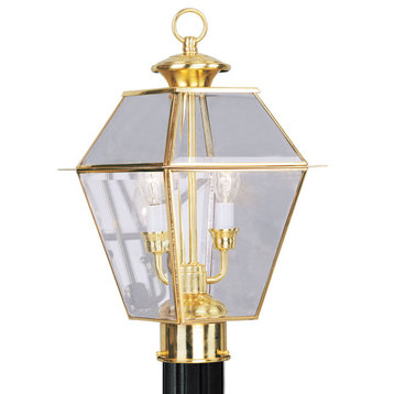 Westover Outdoor Post Head, Polished Brass