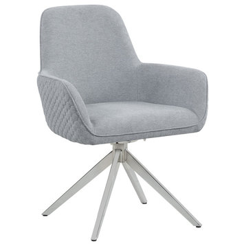 Upholstered Armchair with Chrome Base, Gray Finish