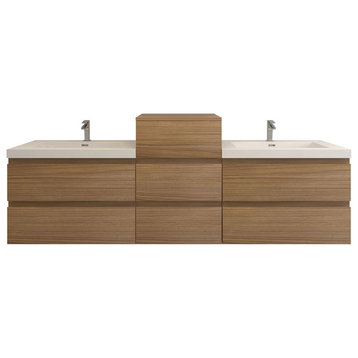 BTO 80" Wall Mounted Bath Vanity With Reinforced Acrylic Sink, Double Sink, Rose Wood