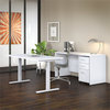 Studio C 60W Height Adjustable Standing Desk Set in White - Engineered Wood