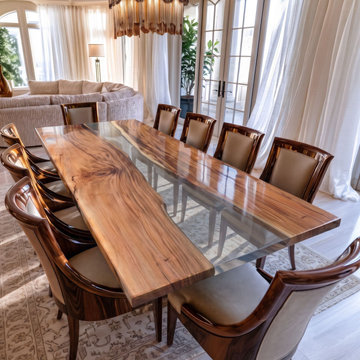 Walnut Clear River Resin Epoxy Tabletop – Where Nature & Craftsmanship Converge