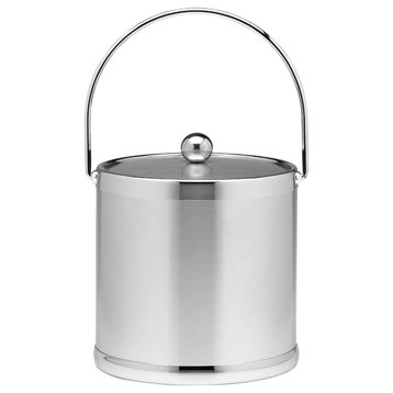 Kraftware Brushed Chrome Ice Bucket with Metal Lid