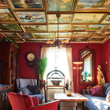 Houzz Tour: Tavlor i taket och träd i hallen hos Christine i Hjo