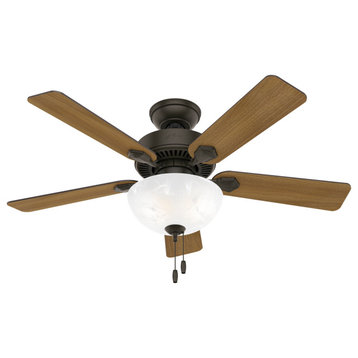 Hunter 44" Swanson New Bronze Ceiling Fan With LED Bowl Light Kit and Pull Chain