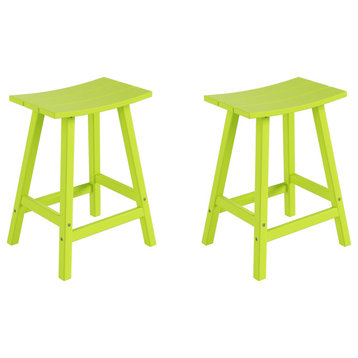 WestinTrends 2PC 24" Outdoor Adirondack Backless Counter Stool Set, Lime